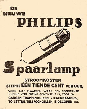 Advertentie voor spaarlampen, 1922