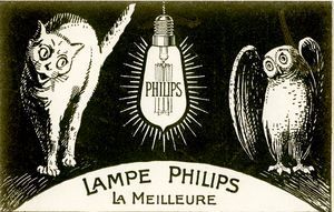 Reclamebriefkaart voor metaaldraadlampen, ca. 1909