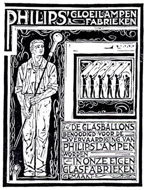 Illustratie van een glasblazer, c. 1918
